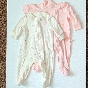 GAP baby girl Zip-Up Sleep & plays (2-Pack).